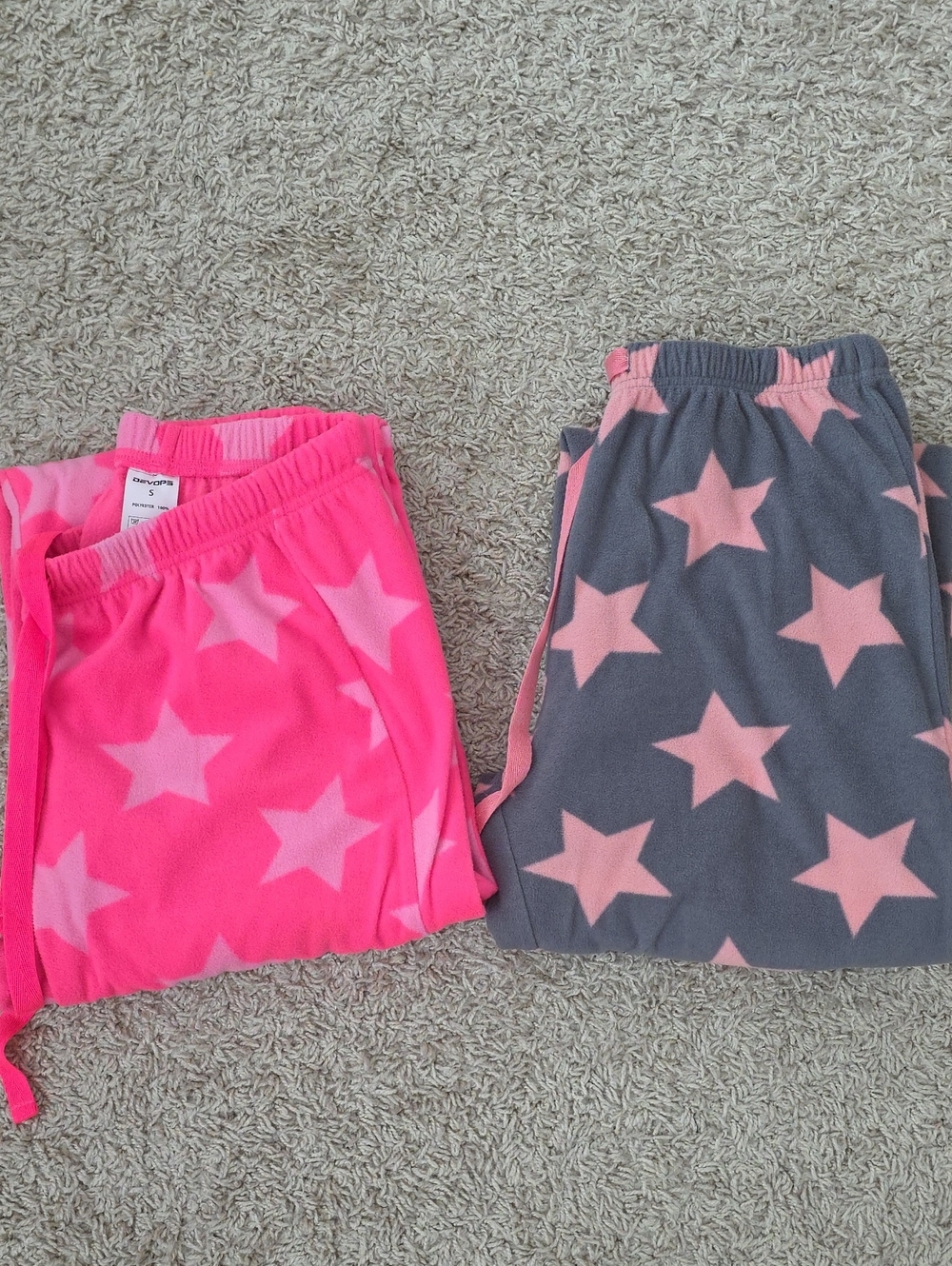 Women's Star-Print Fleece Pajama Pants - Pink & Gray